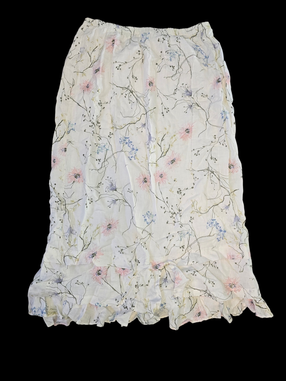 Democracy White Maxi Skirt with Pink & Blue Floral Print